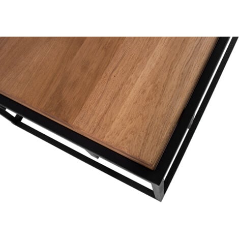 Couchtisch Industrial-Design Wildeiche massiv 110x60 cm schwarz RETTKE