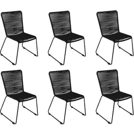 Gartenstuhl Outdoor-Seilstuhl Farbe Schwarz mit Eisen-Gestell in schwarz ISRA (6er Set) (1/5)