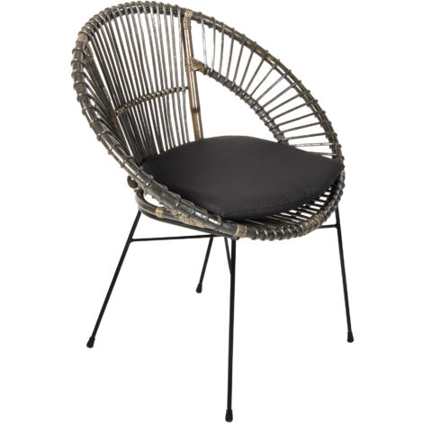 Esszimmerstuhl Korbstuhl Rattan Farbe anthrazit inkl. Sitzkissen GENUA (1/5)