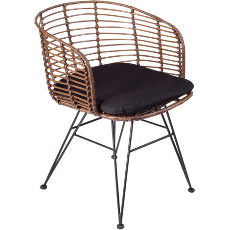 Esszimmerstuhl Rattanstuhl Farbe braun inkl. Sitzkissen NAIROBI (1/5)