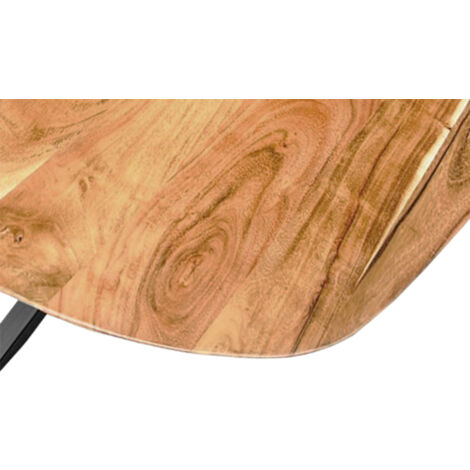 Esszimmertisch Oval 200 x 100cm Akazienholz massiv natur Spider-Gestell schwarz RAMA