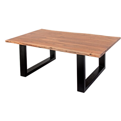 Couchtisch Baumkante massiv Akazie Natur 110 x 75 cm U-Gestell schwarz INSA (1/5)