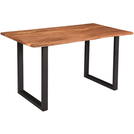Esstisch Baumkante massiv Akazie natur 110 x 75 cm U-Gestell schwarz INSA (1/5)