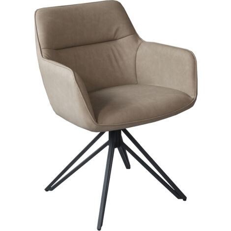 Esszimmer Drehstuhl, Kunstlederbezug Taupe Metallgestell PITT (1/5)