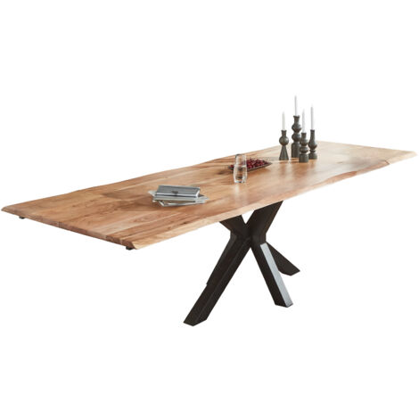 Esstisch Baumkante Akazie natur 200(300)x100 Ansteckplatten SPENCER