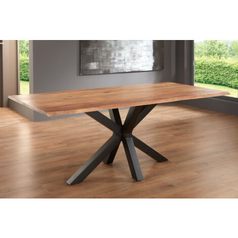 Esstisch Baumkante Akazie natur 200(300)x100 Ansteckplatten SPENCER