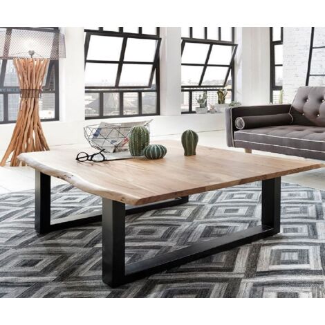 Couchtisch Baumkante 120x80 cm Akazie naturfarben schwarz Noah (1/3)