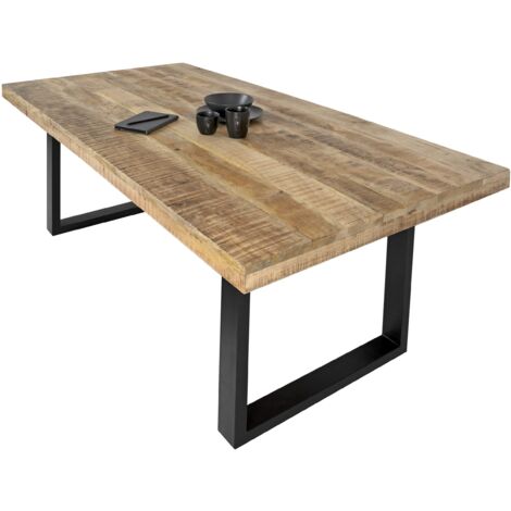 Esstisch Mango Massiv naturfarben 240 x 100 cm U-Gestell schwarz RIO