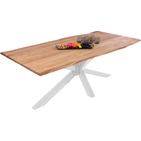 SAM Esstisch Derek Aus Mangoholz - 180x90 Cm Mit Echter Baumkante & Metallgestell