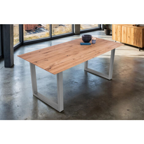 KHG Esszimmertisch Massivholz Eiche 160x90cm - Mit U-Gestell Für 4-6 Personen