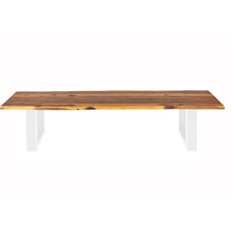 Sitzbank Baumkante 200 cm Cognac massiv Akazie weiß ESRA (1/5)