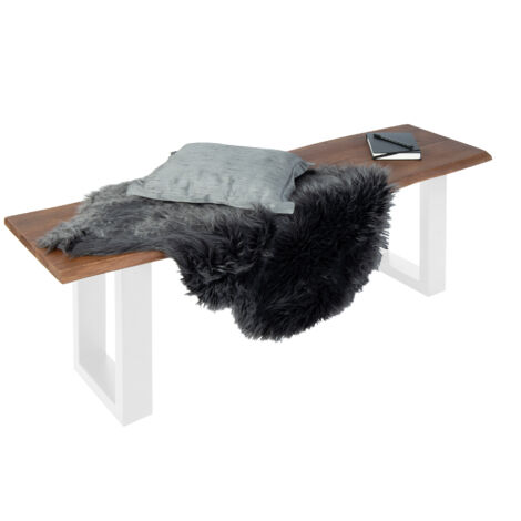 Sitzbank Baumkante 140 cm nussbaum massiv Akazie weiß (1/5)
