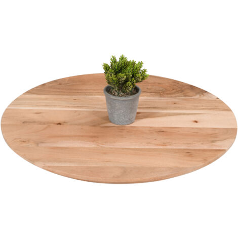 Tischplatte Schweizer Kante Akazie naturfarben 60 cm rund Brasilia (1/5)
