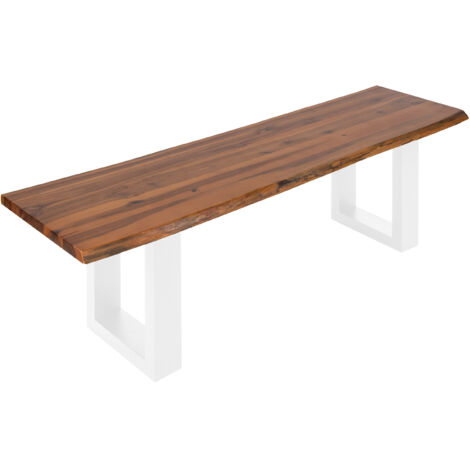 Sitzbank Baumkante 160 cm Cognac massiv Akazie weiß ESRA (1/5)