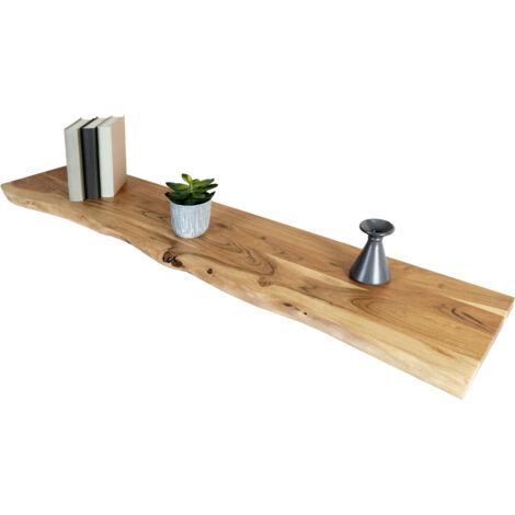 Holzplatte Arya mit echter Baumkante (einseitig), 200 x 30 cm, Akazienholz naturfarben, massiv & lackiert
