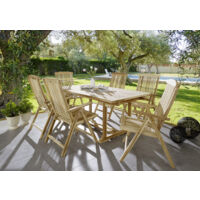 Gartenmöbel Set 7tlg Teak Gartentisch ausziehbar 180-240 cm KUBA/ARUBA