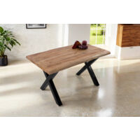 Esstisch Baumkante massiv Mango 140 x 80 X-Gestell schwarz CALI