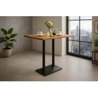 Bistrotisch Baumkante massiv 100 x 60 cm Akazie naturfarben schwarz Doppelsäulengestell IAN