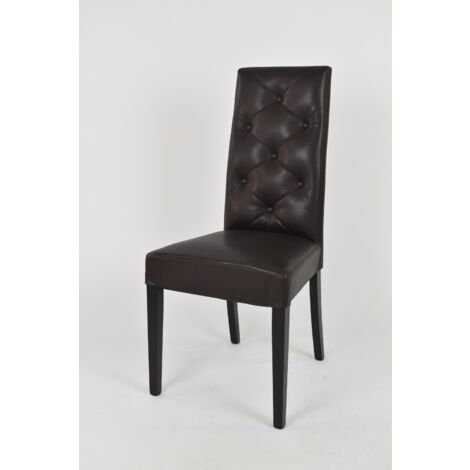 Tommychairs 2 Chantal chairs in beech, seat in brown faux leather (1/5)