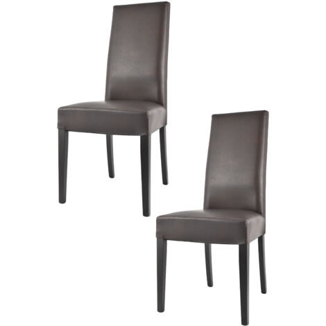 Tommychairs 2 Glory chairs in beech, seat in brown faux leather (1/5)