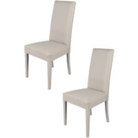 Tommychairs 2 Glory chairs in beech, light grey faux leather seat