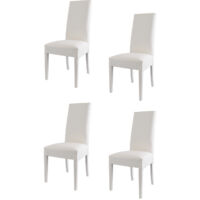 Tommychairs 4 Glory chairs in beech, white faux leather seat