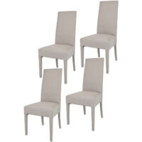 Tommychairs 4 Glam chairs in beech, seat in suede fabric