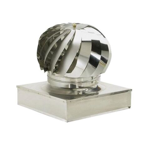EDELSTAHLVENTILATOR RECHTECKIG ROTIERENDE RAUCHKAPPE CM.27X32 KAMIN-OFENROHR