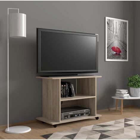 Niedriger TV-Schrank mit Rädern Yogi Cm 80 x 40 x 60H Farbe Eiche Sonoma
