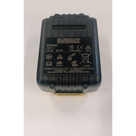 DeWalt  2 Batterie agli ioni di litio XR da 5,0 Ah, 18 V con caricatore caricabatteria DCB115 DCB184