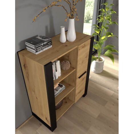 MOBILE SCAFFALE LIBRERIA COMO' NUKA 110x90x43cm ROVERE NERO