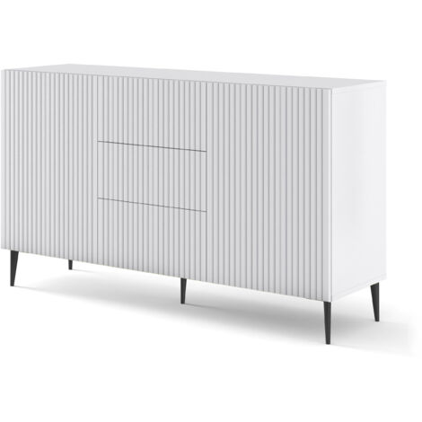 MÖBEL WOHNKOMMODE S. RAVENNA cm149x41x86h WEISS MATT SCHWARZE FÜSSE