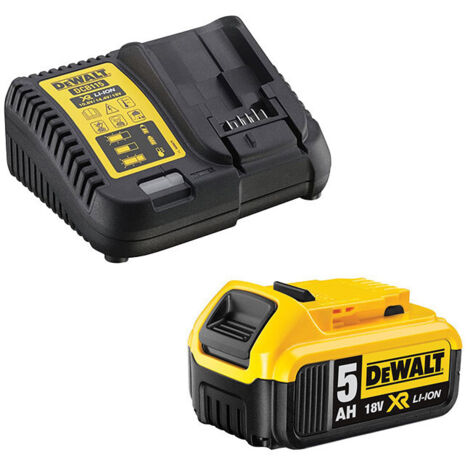 Batteria agli ioni di litio DeWalt XR da 5,0 Ah, 18 V con caricatore caricabatteria originale DCB115 DCB184