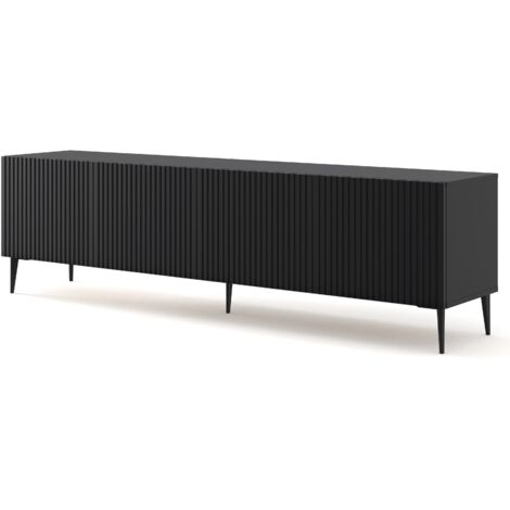 TV-Schrank RAVENNA B 200 cm 4D schwarz matt + Beine