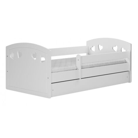 VAN - White single children's bed 180 x 80 cm base + mattress + drawers (1/4)