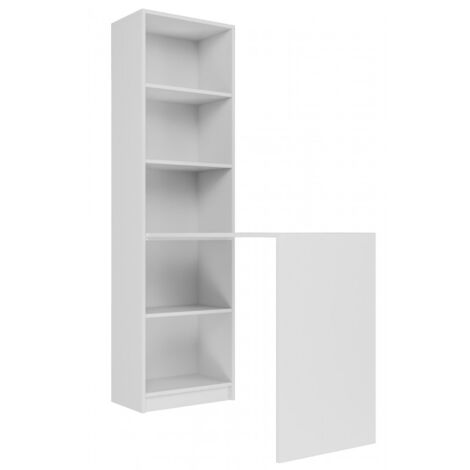 KAFFI - Scandinavian style desk with bookcase - 50x125x181 - 5 shelves (1/3)