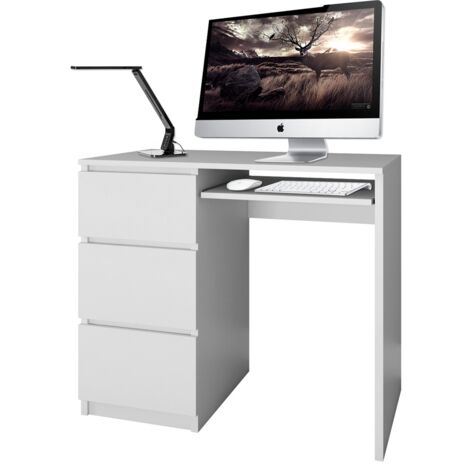 ILOA computer desk - 98x51x76 - 3 drawers - Keyboard tray - White