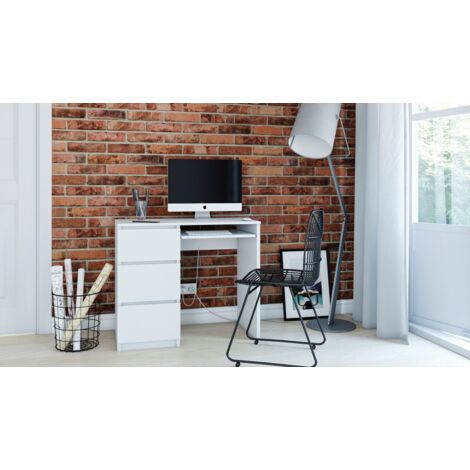 ILOA computer desk - 98x51x76 - 3 drawers - Keyboard tray - White