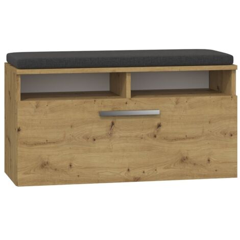 RIVI - Shoe cabinet with seat and storage - Up-and-over door - Dimensions: 46x85x35 - 6 shelves - Artisan (1/2)