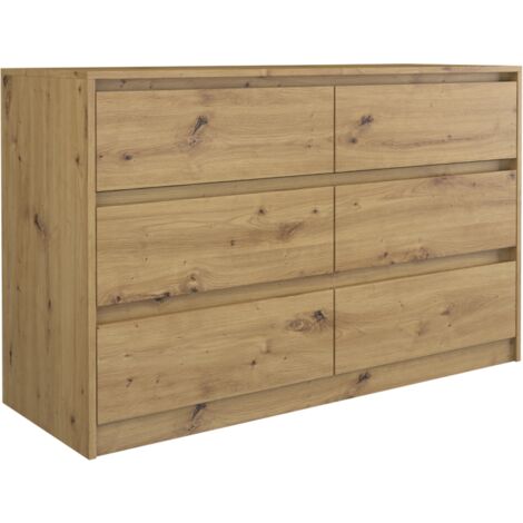 IRIS 120  Modern Drawer Dresser living room bedroom office  120x75x40 cm  6 drawers  Storage furniture  Wooden look