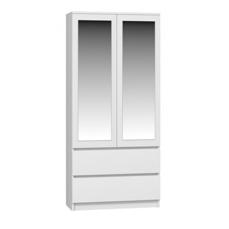 TURIN - 2 door wardrobe with mirror modern bedroom style - 90x50x180 - 2 drawers