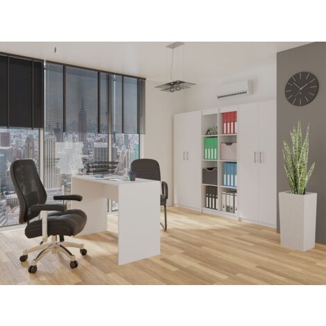 PARLA - Modern wardrobe with 6 shelves - 180x74x35cm - Storage - Office wardrobe - White