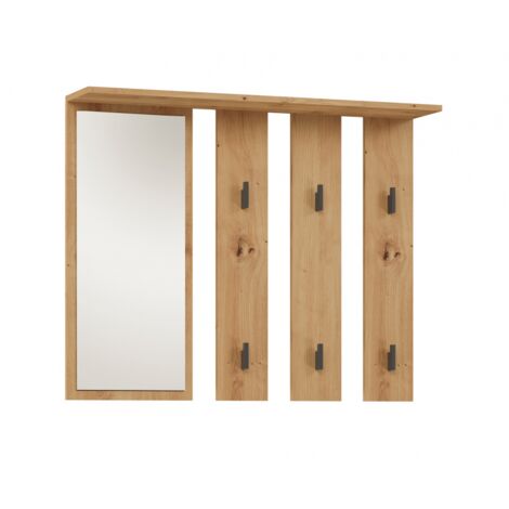 PARMI - Wall coat hook with mirror - Wall coat hook - 100x15x81.5 cm - 6 hooks - Hall furniture (1/4)