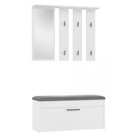 PARMI - Hall cupboard - Hall cupboard with bench and mirror - Coat rack Wall hook