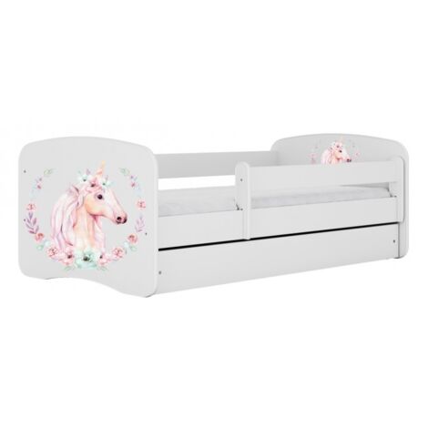 HAPPY - White horse bed 180 x 80 cm base + mattress + drawers (1/4)