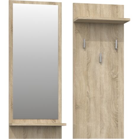 KAMERON Hall coat rack 3 large clothes hooks Dimensions : 90x35x16 Practical shelves Mirror