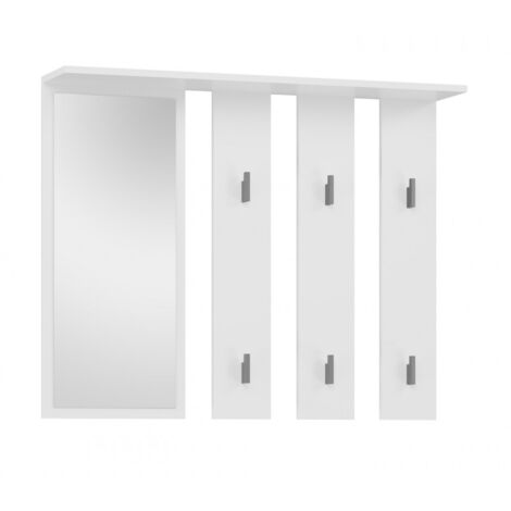 PARMI - Wall coat hook with mirror - Wall coat hook - 100x15x81.5 cm - 6 hooks - Hall furniture