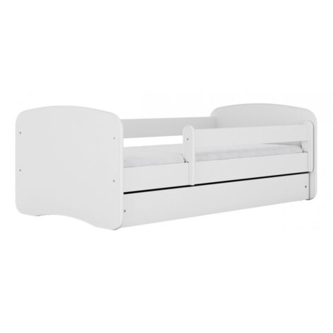 HAPPY - Complete white children's bed 180 x 80 cm base + mattress + drawers (1/4)