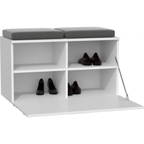ALMORA  Shoe cabinet 85x45x35 cm  Shoe bench  Entrance hall  Shoe storage  4 niches + 2 cushions