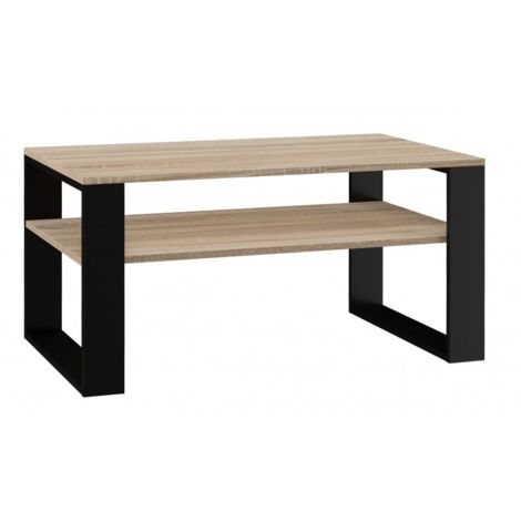 ASISA - Rectangular loft style coffee table - Dimensions 90x58x50 cm - Coffee table with shelf (1/4)